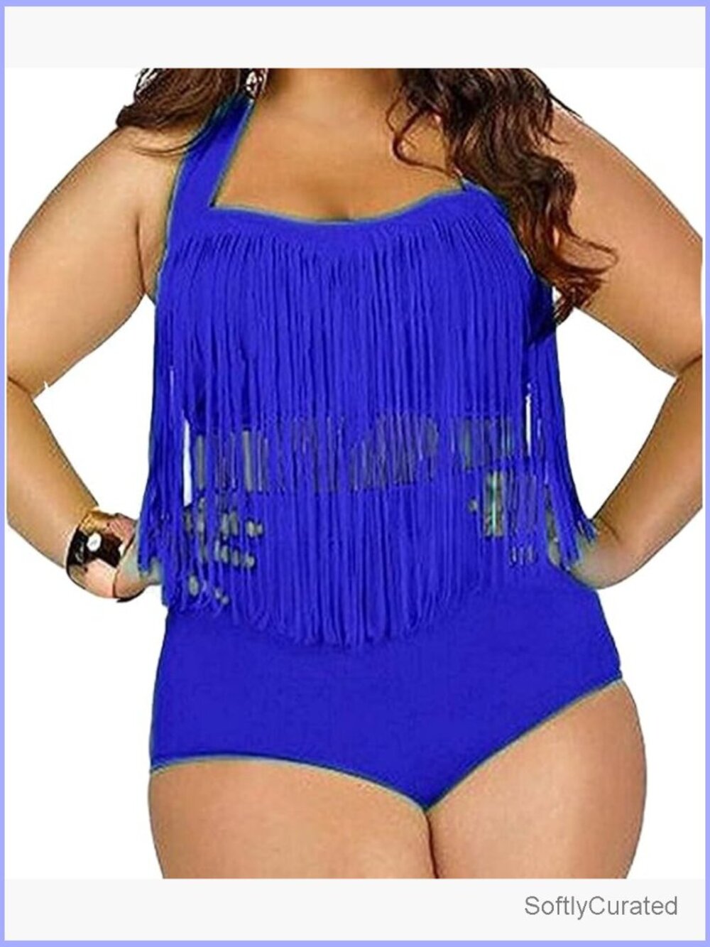 Plus Size High Waist Fringe Bikini Two Piece Swimsuit